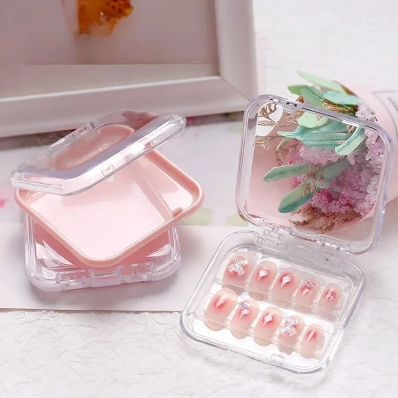 10 Piece Blank Nail Boxes for Square Shape Box Packing Wholesale Nail Tips Press on Nail Packing Case Small Businesses
