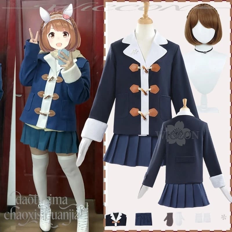 Anime Game Pretty Derby Yukino Bijin Cosplay Furry JK Toggle Coat Dress Kawaii Winter Uniform Christmas