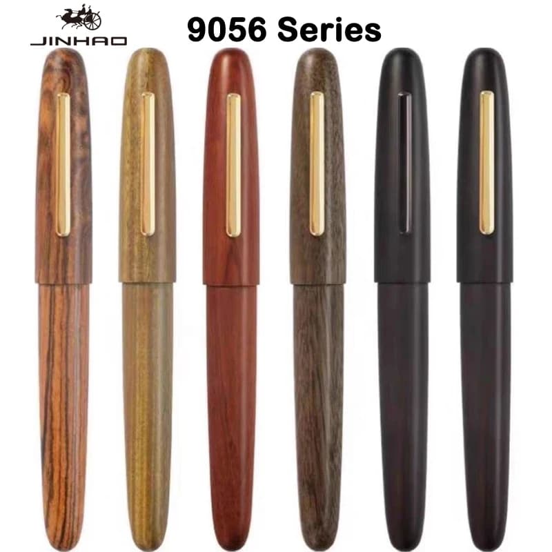 JINHAO 9056 Penna stilografica in legno Regalo Classico dorato M/F/EF/1.0 Pennino Ebano Noce Palissandro Studente scolastico Forniture per ufficio Cancelleria