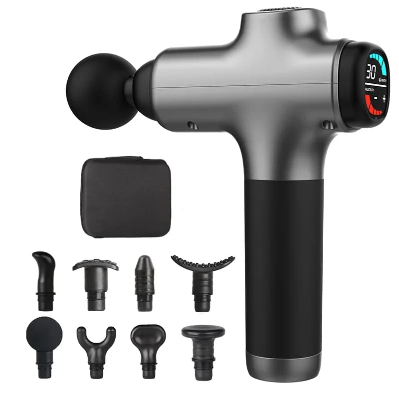 # x Potente pistola per massaggio muscolare Batteria sicura e di lunga durata Massaggiatore portatile a percussione dei tessuti profondi per atleti Pistola per fascia