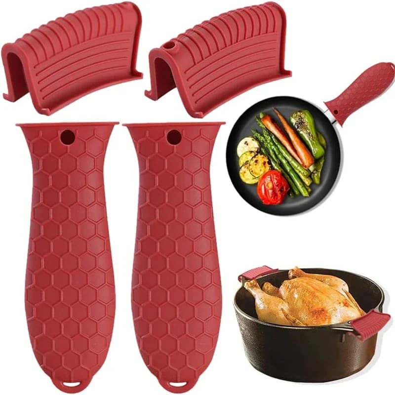 Copri manico in silicone - Manicotto resistente al calore e antiscivolo per padelle in ghisa/padelle, strumento di sicurezza da cucina antiscottatura