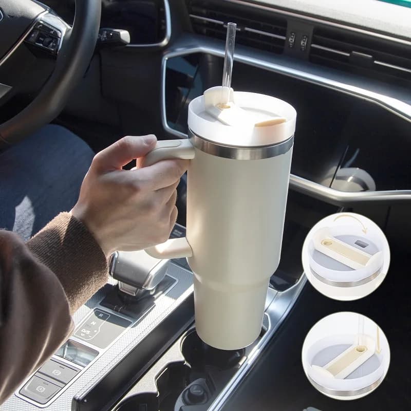 40oz Insulated Tumbler acuum Cup 2.0 Thermal Mug for with Handle Straw Stainless Steel Hot and Cold Coffee Drinks