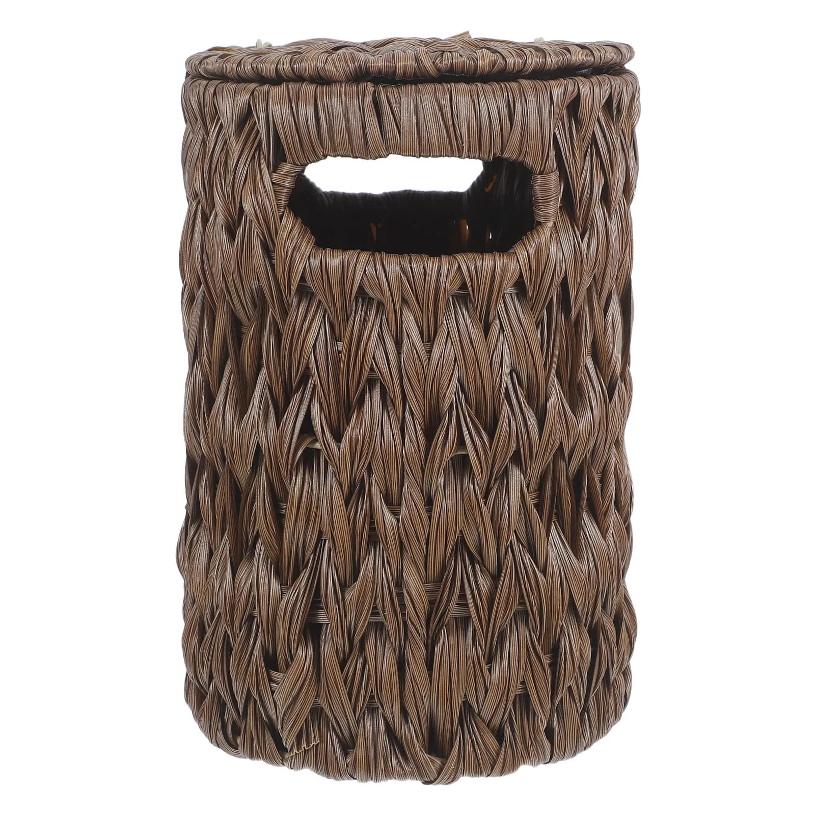 Toilet Paper Storage Basket Imitation Rattan Slim Toilet Paper Holder Lid Bathroom Organizer Tissue Holder Dustproof Bathroom