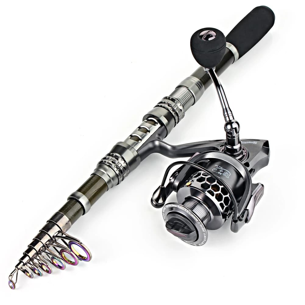 Sougayilang 1.8-3.3m Canna da pesca Spinning in fibra di carbonio 13 + 1BB Mulinello da pesca Combo Canna da pesca telescopica Mulinello da spinning Kit Pesca