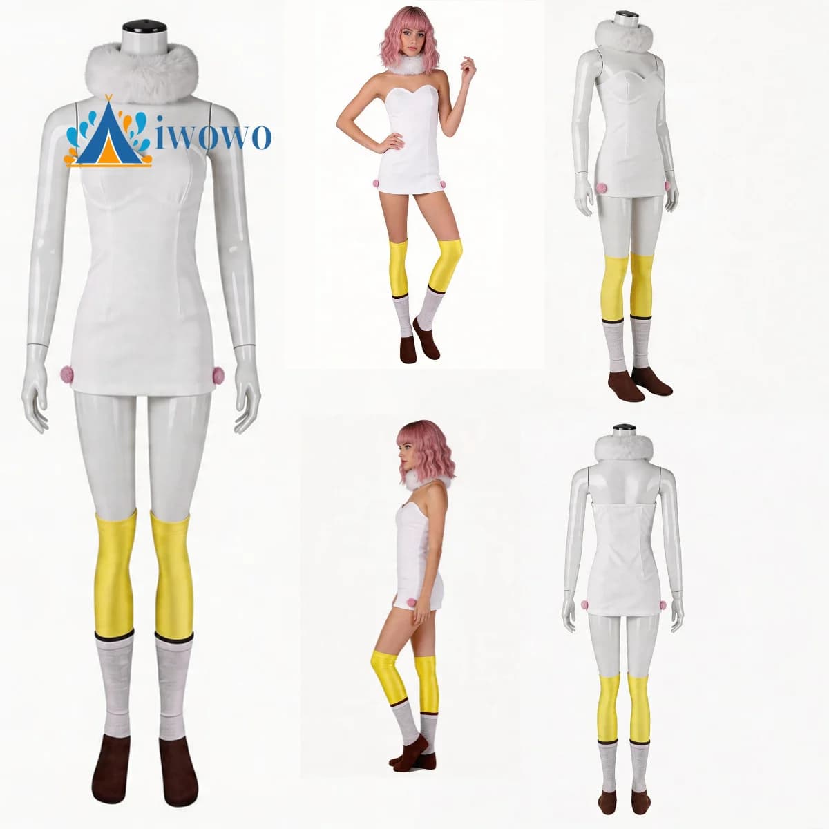 Fairy Tail Aries Cosplay Costume Anime White Lamb Off-shoulder Dress Necklace Adult Woman Sexy Cute Masquerade Suit
