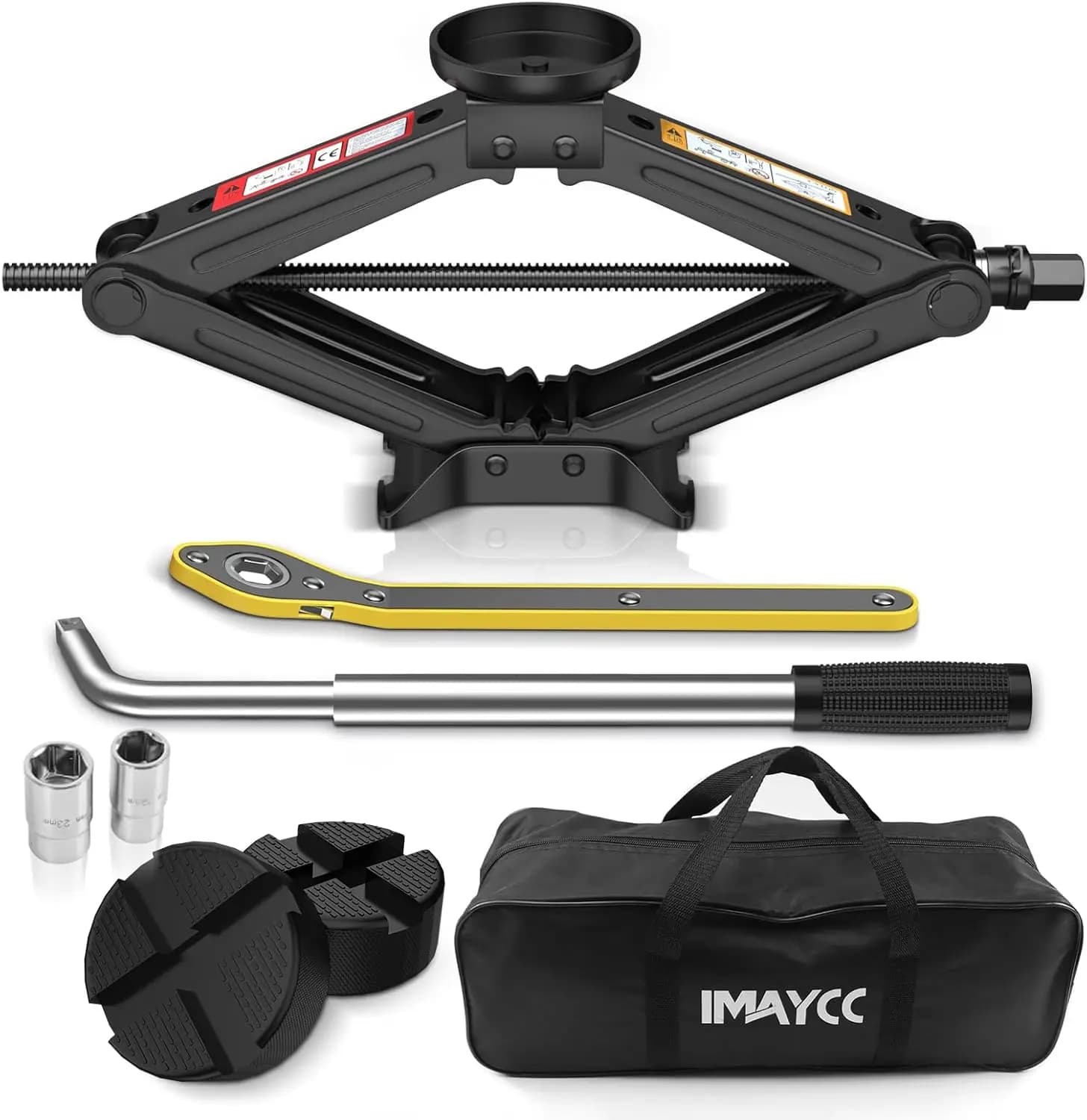 Kit Sollevatore a Forbice Universale da 2,5 Tonnellate con Attrezzi per Cambio Pneumatici per Berlina, SUV, Monovolume - Set di Emergenza Portatile