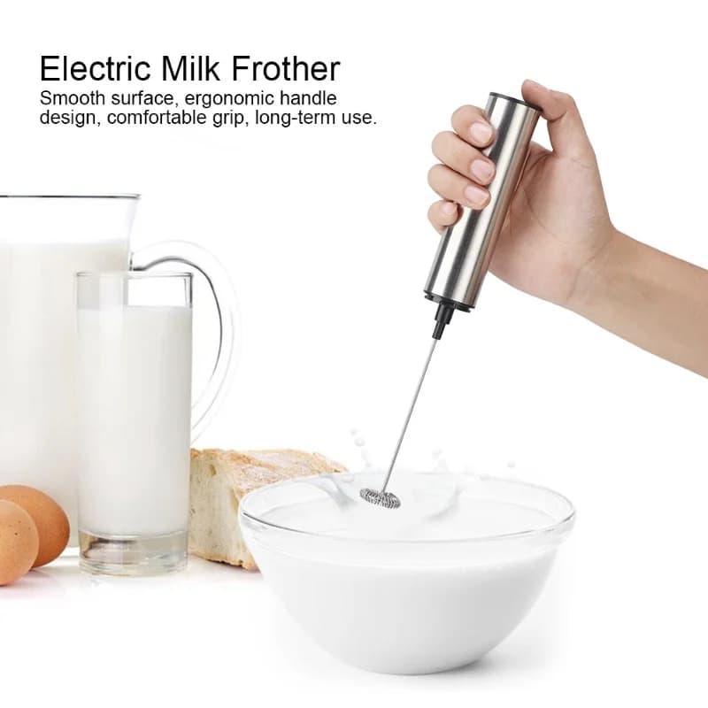 Handheld Electric Milk Frother Rechargeable Stainless Steel Blender Mixer USB Port Kitchen Gadget