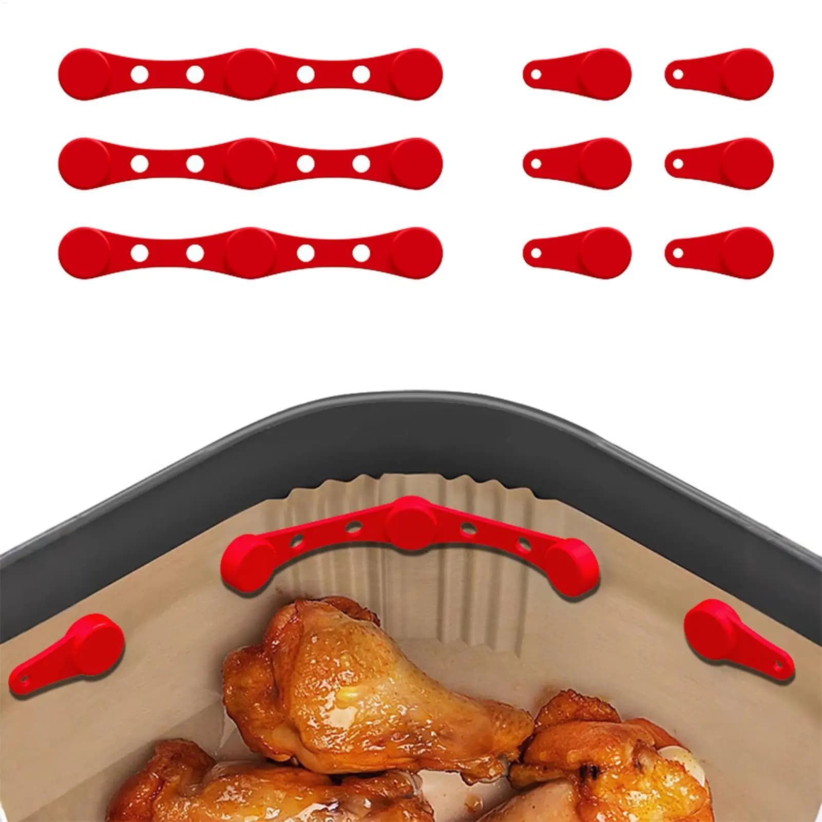 Clip Magnetica per Friggitrice ad Aria in Silicone, Facile da Pulire, Dispositivo di Fissaggio Magnetico Rimovibile, Resistente alle Alte Temperature, Riutilizzabile