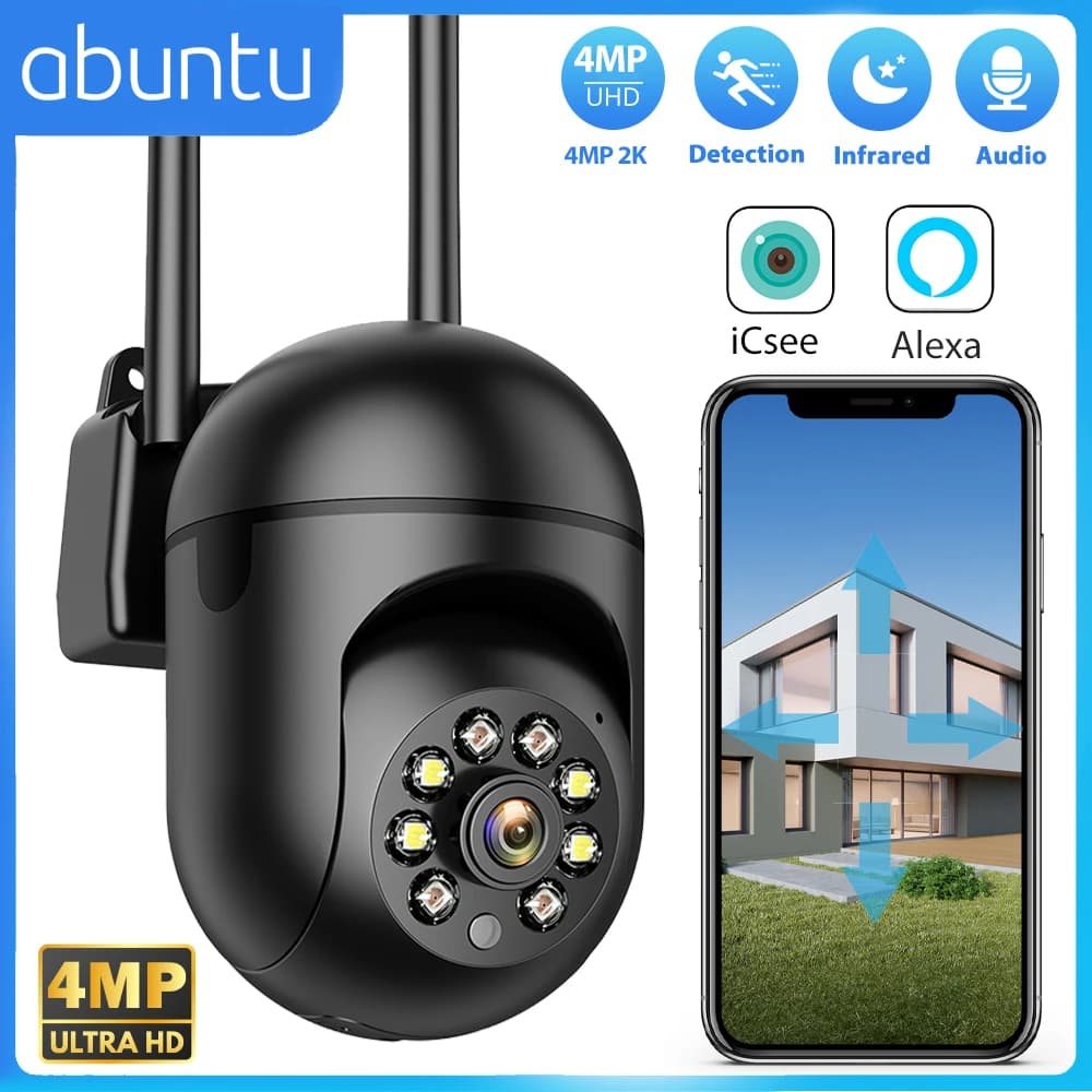 Telecamera Wifi PTZ 4MP 2K telecamera di sorveglianza HD ICsee Mini Zoom digitale 5X visione notturna rilevamento umano protezione di sicurezza domestica