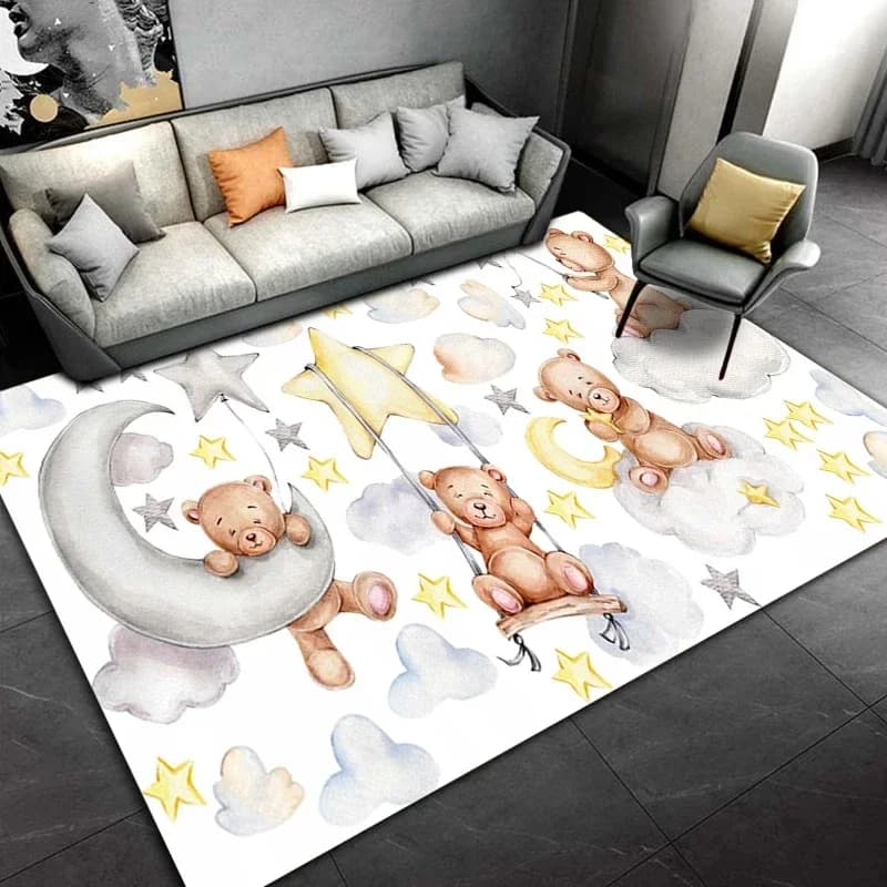 Tappeto orso cartone animato per soggiorno Decorazioni per la casa Tappeto per bambini Tappetino per camera da letto per ragazze Soggiorno Tappetini antiscivolo Zerbino per bagno