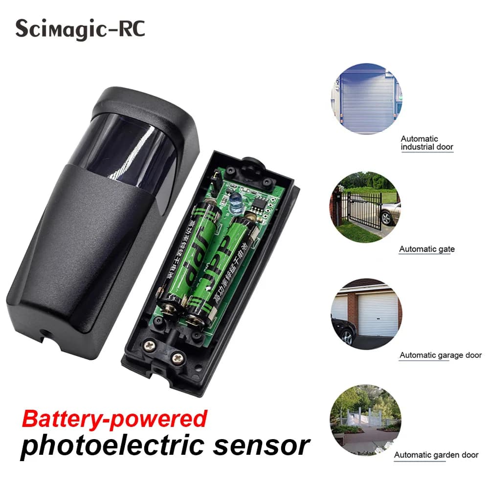 Sensore a raggio infrarosso Fotocellula Porta del garage Sensore a infrarossi per cancello scorrevole Barriera IR Porta automatica Alimentato a batteria