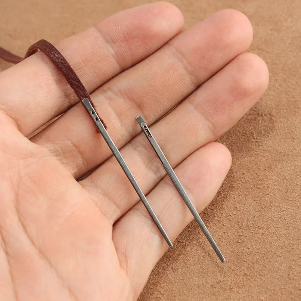 3 pezzi strumento artigianale per cucire in pelle ago per corda in pelle fai da te ago per maglieria ago per corda in pelle a doppio foro aghi per pizzo