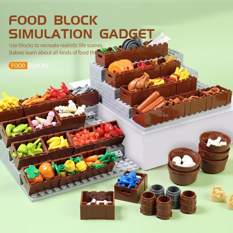 MOC Building Blocks City Friends Cibo Pane Patatine per pizza Frutta Pollo arrosto Parti Accessori Mattoni Compatibile Giocattoli classici Kid