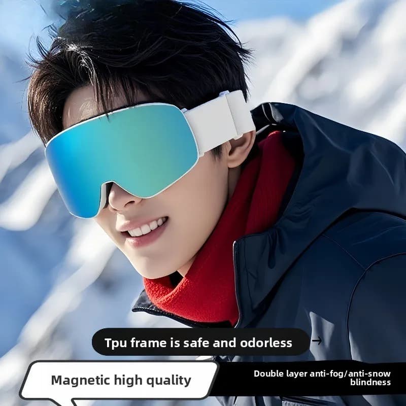 Occhiali da Sci per Uomo e Donna, Antiappannamento, per Snowboard e Motoslitta, Protezione UV400, Occhiali da Sole Magnetici per Ciclismo, Ideali come Regalo di Natale