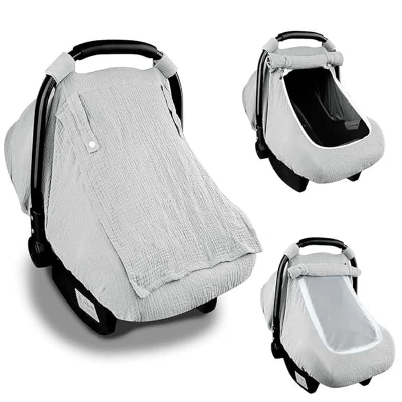 2-in-1 Coprisedile per auto per bambini Baldacchino Estate Traspirante Neonato Cestino per il trasporto Parasole Passeggino Zanz