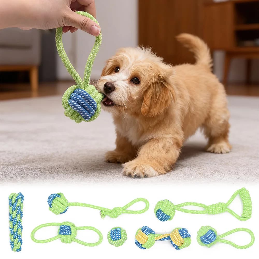 Giocattoli per Cani in Corda di Cotone Resistente, Durevoli e Interattivi per la Pulizia dei Denti e l'Intrattenimento Autonomo