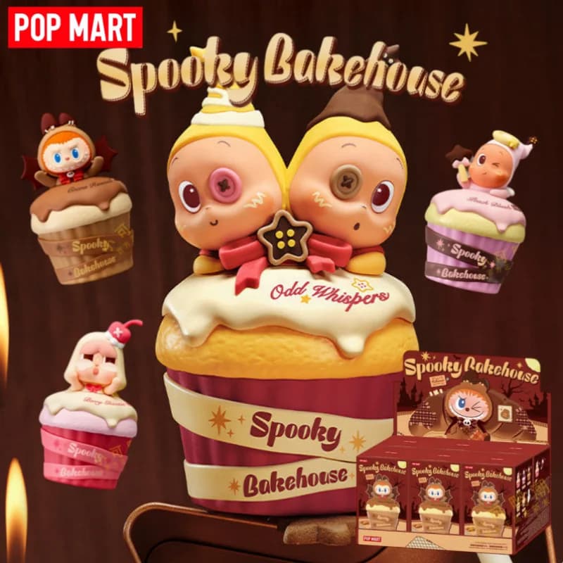New POP MART Spooky Bakehouse Projector Night Light Series Blind Box Mini Cupcake Figure Collectible Desktop Lamp Model Toy Gift
