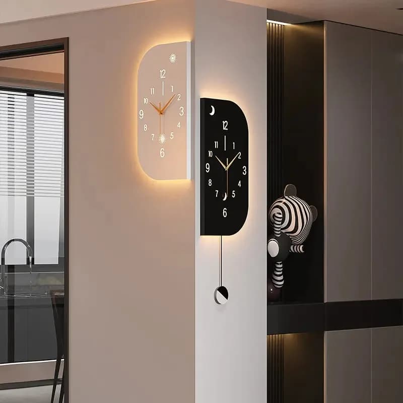 Orologio da Parete Panda per Soggiorno, Design a Pendolo, Orologio da Parete Moderno di Lusso per Camera da Letto, LED Bifacciale, Reloj Pared, Articoli per Arredamento Casa