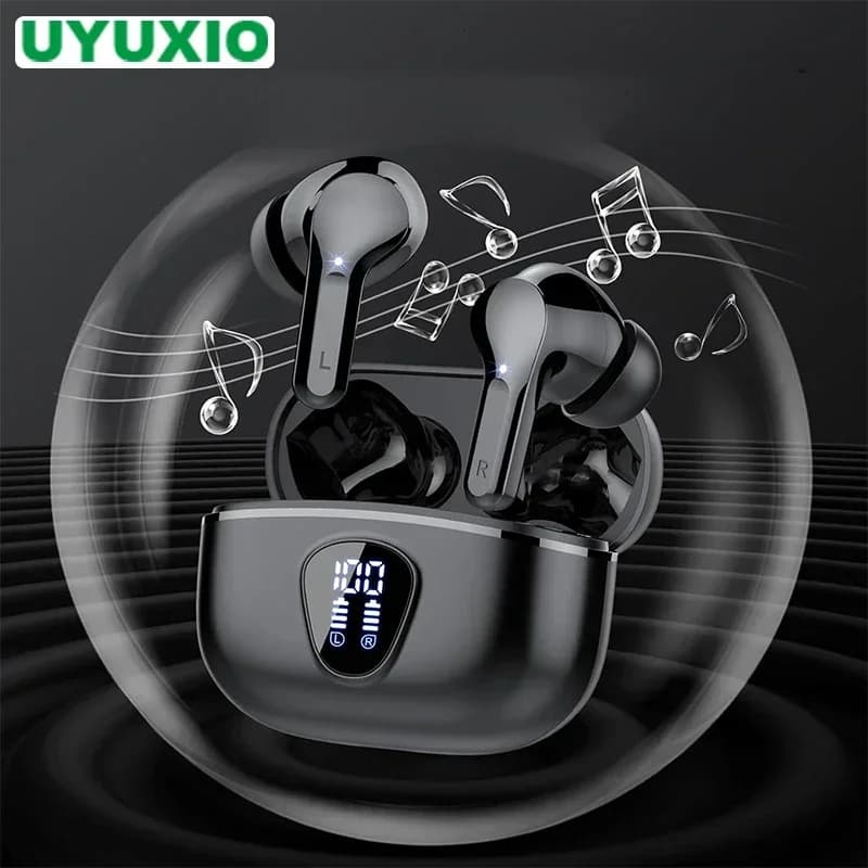 UYUXIO BT5.4 Wireless headset with LED display HiFi stereo earphones 48 hours playback ENC earphones with noise cancellation
