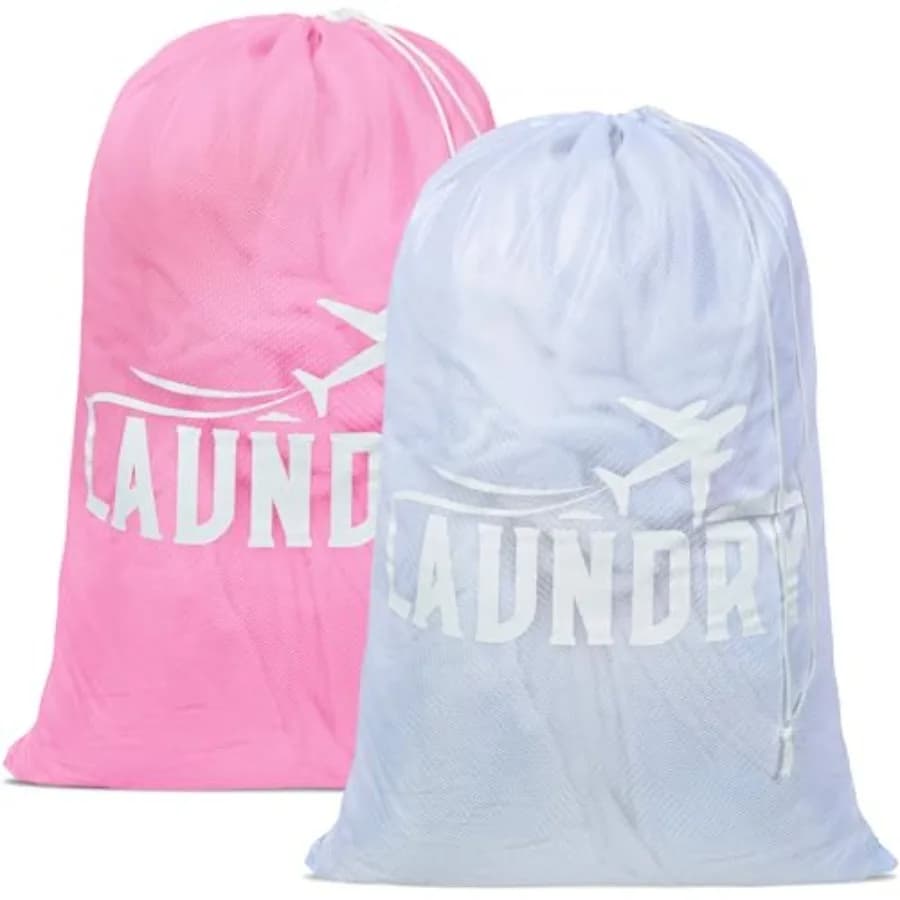 2 Pack Large, Heavy Duty Laundry Bags with Drawstring, Laundry Hamper Liner, Machine Washable, for Travel, Storage, Sports, Dor