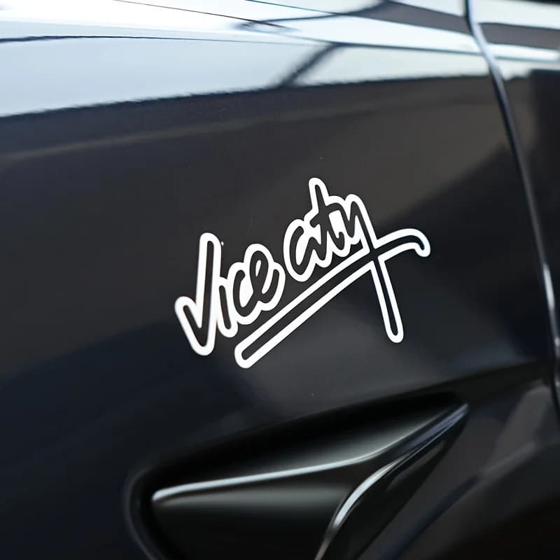 1PC City Theme Waterproof Vinyl Stickers Black Red White Holographic Decals For Car Laptop Retro Decor 2 Sizes