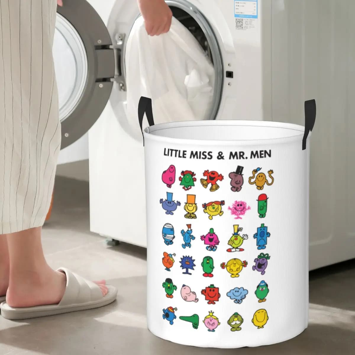Cesti per biancheria pieghevoli Little Miss And Mr. Men, cestini per vestiti sporchi, cestini portaoggetti per giocattoli, borsa grande impermeabile