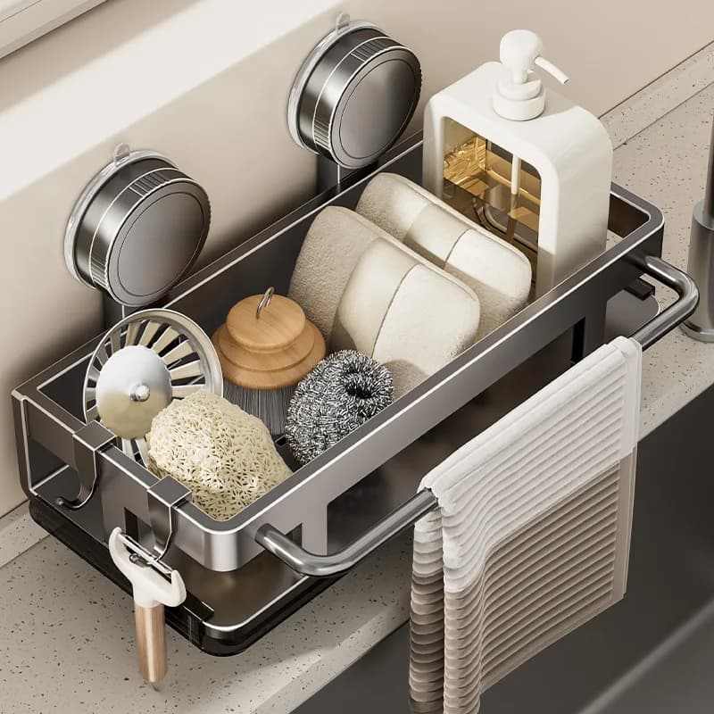 Suction cup holder shelf Wall mounted shelf without punching Save space Kitchen accessories for bathroom Kitchen sponge door