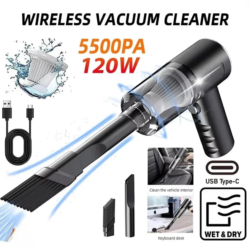 Wireless vacuum cleaner 1PC 120W High Power Black Double Use For Home And Car Powerful Portable Vacuum Cleaner
