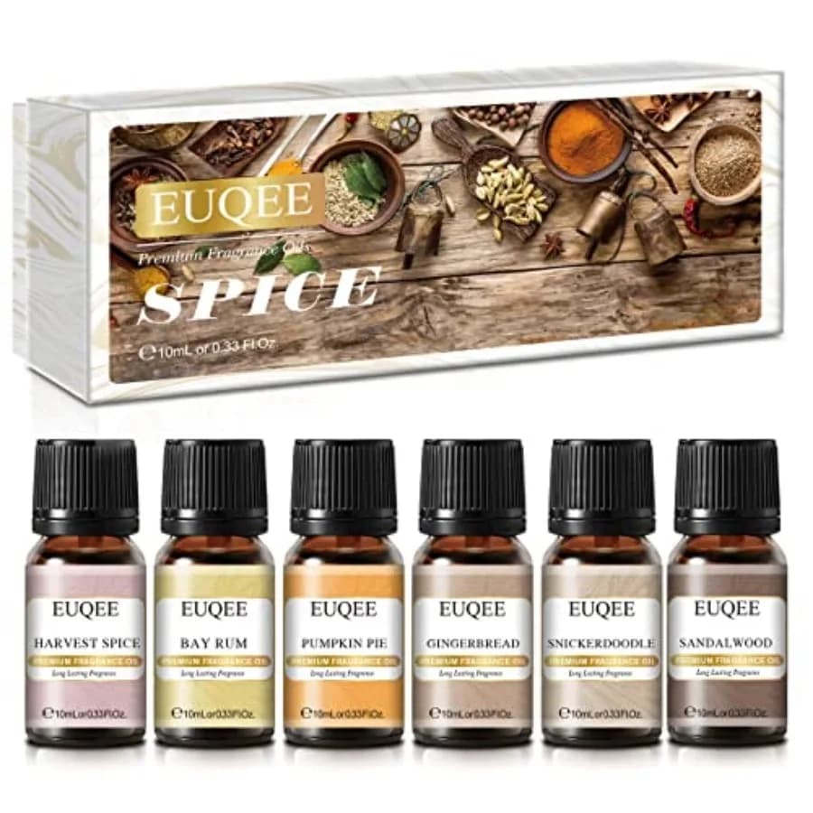 EUQEE Set di 6 Oli Profumati Autunnali, Oli Essenziali per Candele, Diffusori e Aromaterapia, Fragranze di Halloween