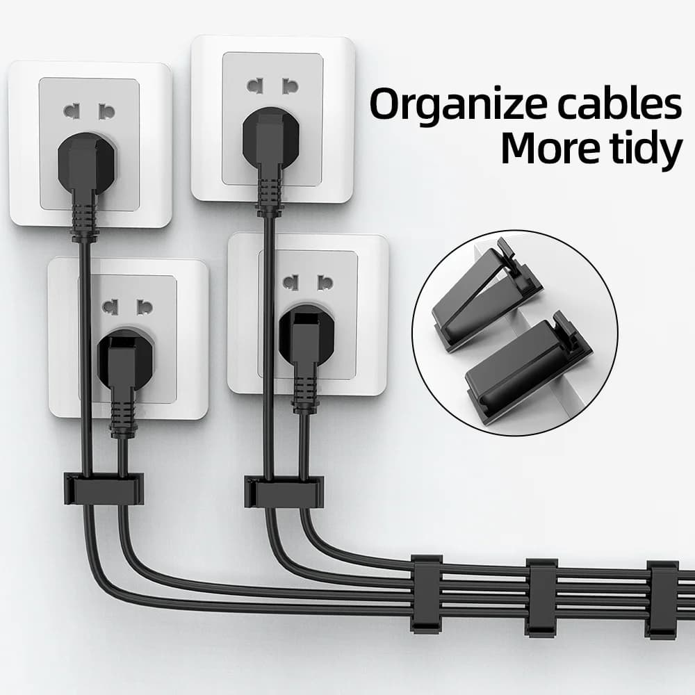 Clip per cavi autoadesive Cavo USB/cavo dati/organizzatore linea dati di ricarica Gestore cavo flessibile multifunzione con clip per cavi