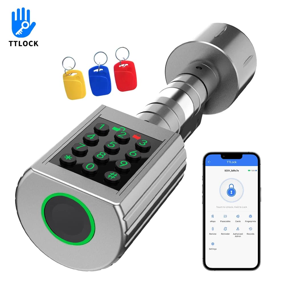 DSKDFTY serratura a cilindro intelligente serratura elettronica per impronte digitali tastiera digitale codice scheda telecomando appartamento domestico regolabile