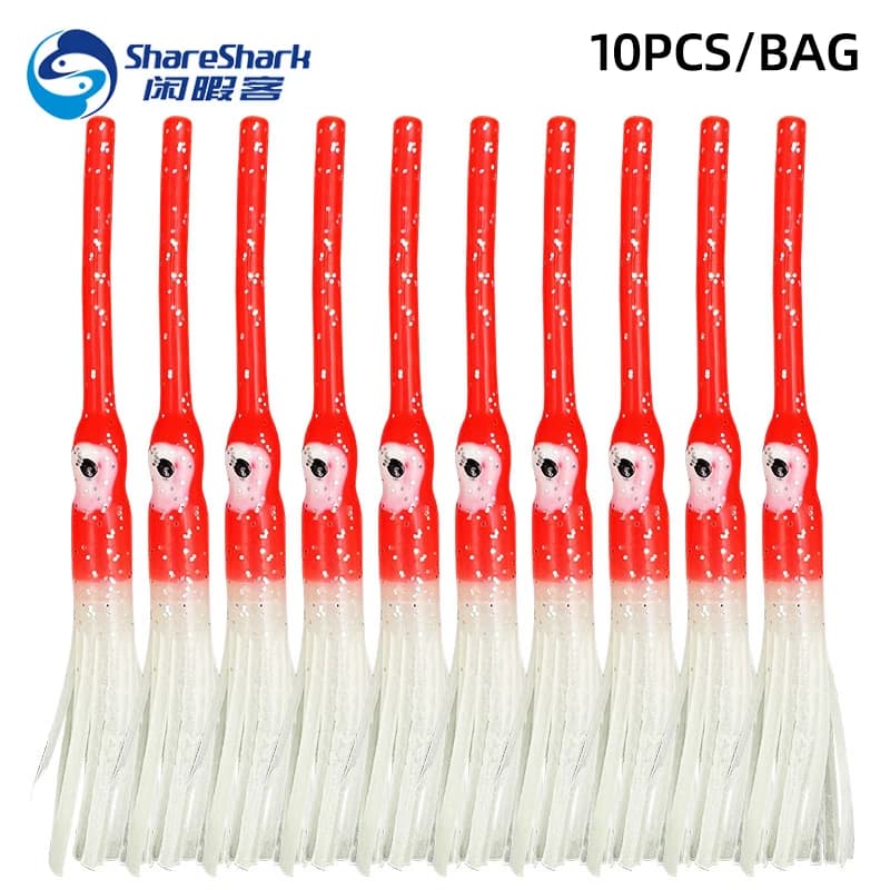 10PCS Anti-morso a becco lungo Glow-in-the-scuro Esca per calamari Multi-ondaggio Richiamo di colore Pesca in mare d'acqua dolce Esca per polpo