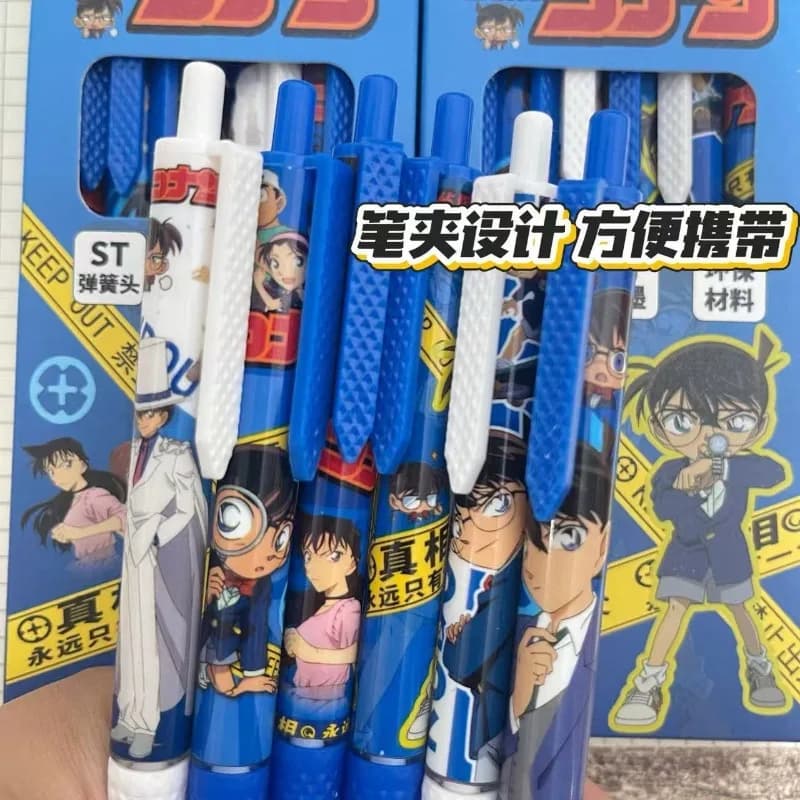 Anime Printed Detective Conan Limited Boxed Retractable Quick-dry Gel Pens, Cute Smooth 0.5mm Black Exam Pens wholesale