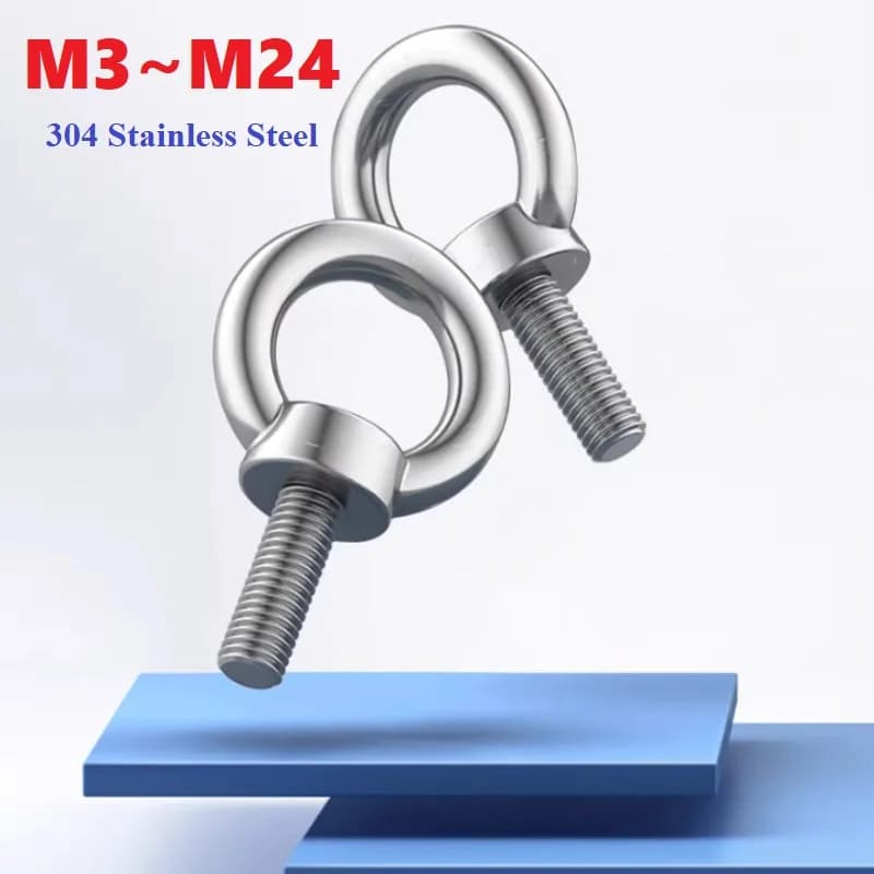M3 M4 M5 M6 M8 M10 M12M14M16M18M20M24Eye Bullone Acciaio inossidabile 304 Marine Lifting Occhio Viti Anello Foro per cavo Corda Bullone
