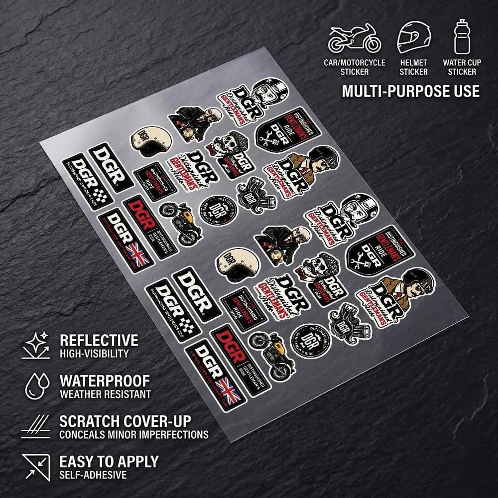 The Distinguished Gentlemans Ride DGR Multi Scene Reflective Scratch Cover Stickers Fit Auto Motorcycle Helmet Refrigerator