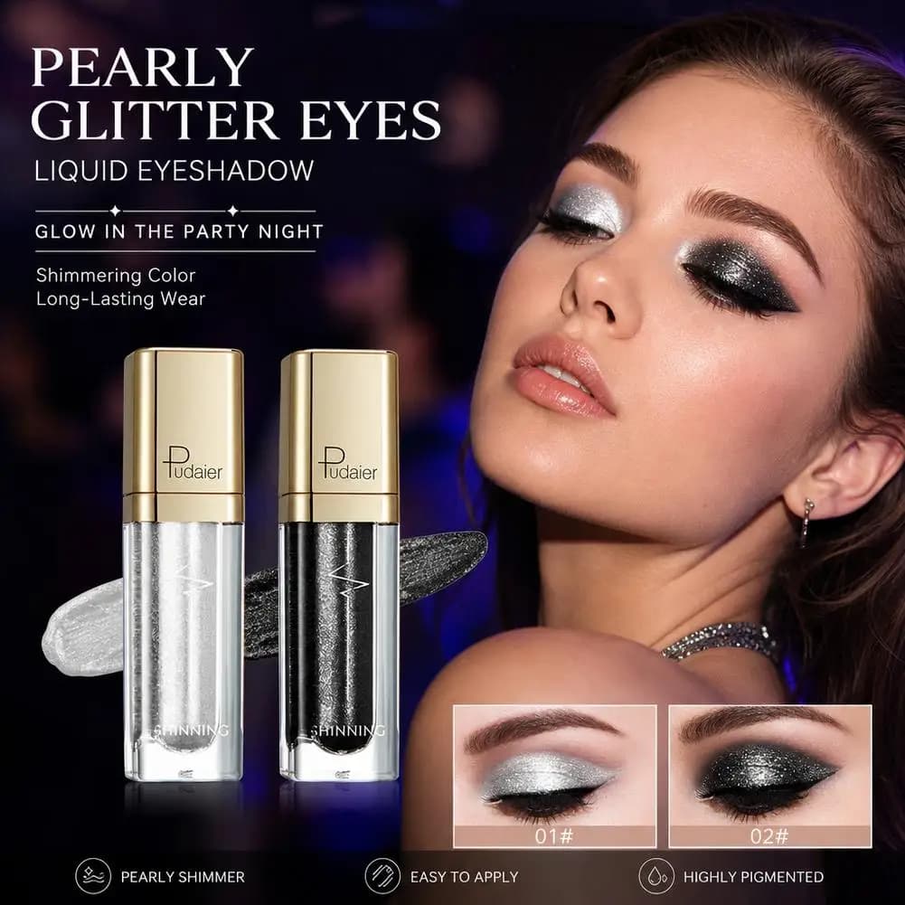 Diamond-Glow Waterproof Liquid Eyeshadow Fine Shimmer Glitter Purple Gold Metallic Party Makeup Beauty Gel Eye Shadow Cream
