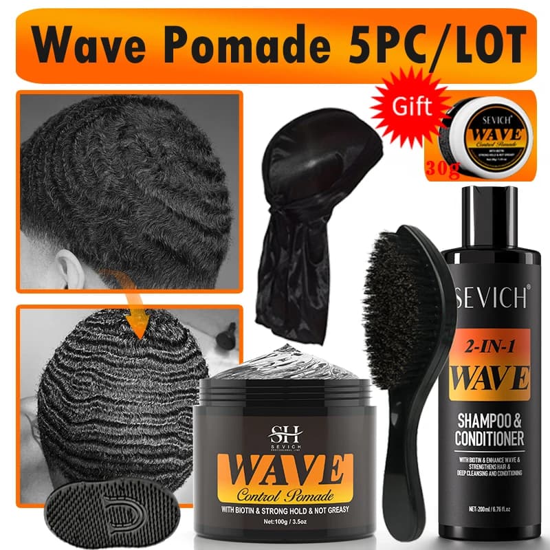 Biotina Onda Pomata Per Onde Profonde 360 Forte Tenuta Crema Per Lo Styling Dei Capelli Ondulati Olio Per Capelli Con Pennello Onde Crema Per Gli Uomini Neri Africani