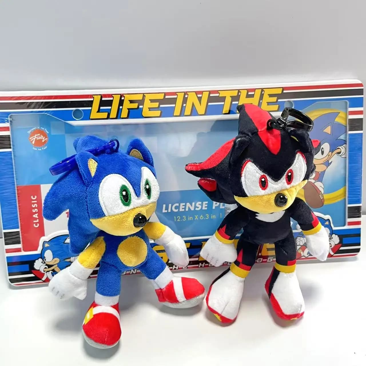 Set di Portachiavi in Peluche Sonic e Shadow the Hedgehog - Morbidi Giocattoli con Clip per Borsa