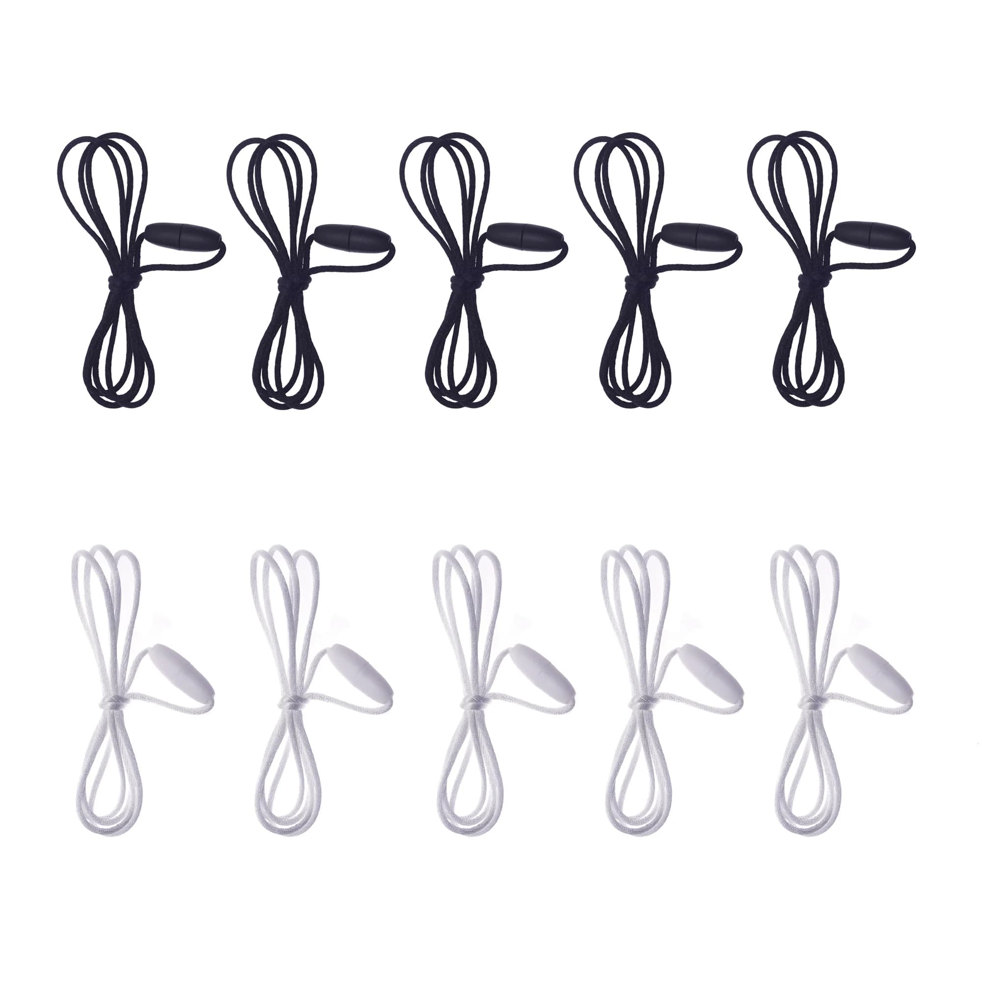 10 Pezzi Cordini di Ricambio Neri/Bianchi con Chiusure di Sicurezza a Sgancio Rapido, Cordoncini in Nylon Fai-da-Te per Ciondoli e Portachiavi