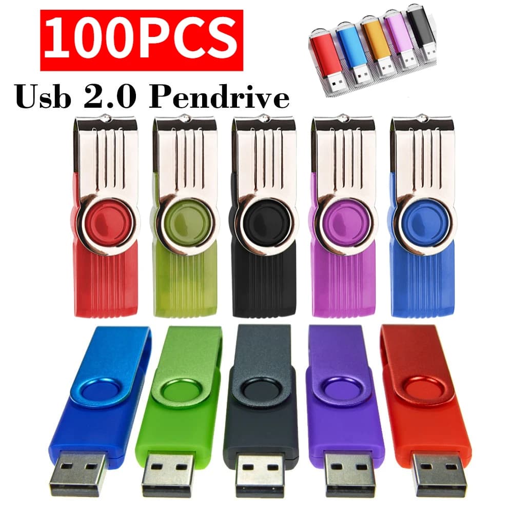 100 Pezzi Chiavetta USB 1GB 2GB 4GB 8GB 16GB 32GB 64GB 128GB 2.0, Pendrive Regalo, USB Stick 128MB 256MB con Logo Personalizzato Gratuito