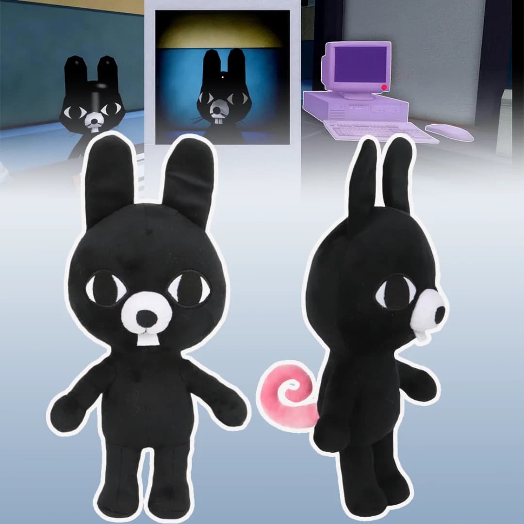 Kawaii Ratthew Plush Toy Animal Hospital Game Toys Ratthew Black Rabbit Toys Soft Stuffed Doll Animal Hospital Gift Toy for Kids