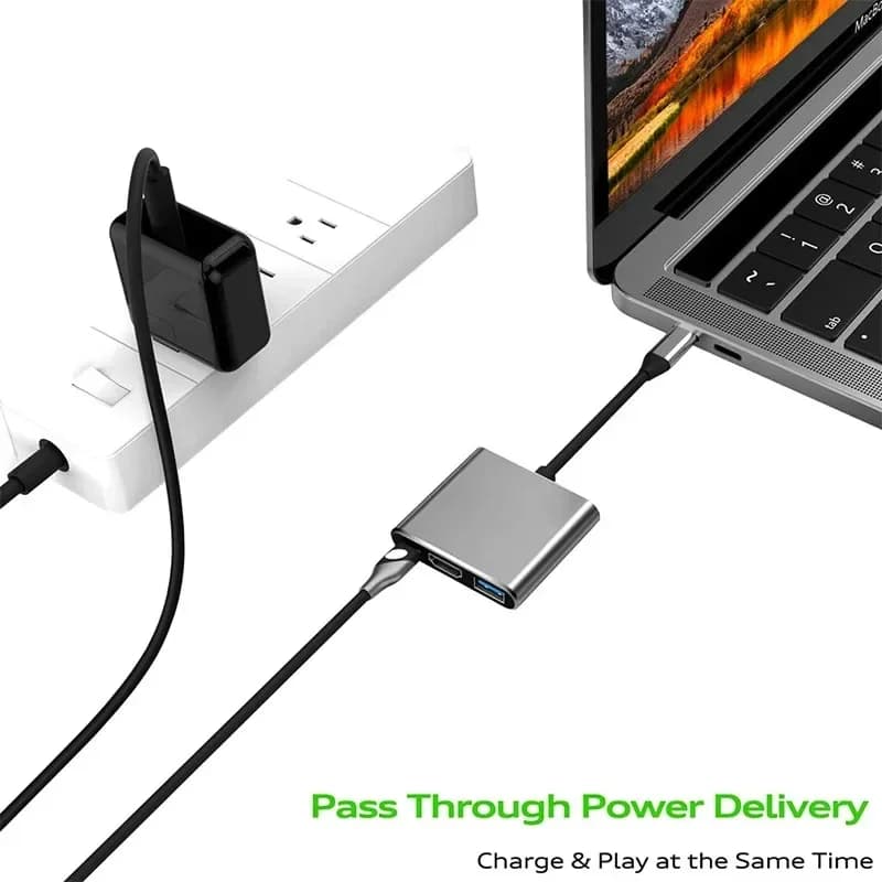 USB cable HUB Type C to HDMI Compatible, Converter Adapter 4K to HD-MI/USB 3.0/Type-C for PC, Laptop, MacBook, Huawei Mate 30
