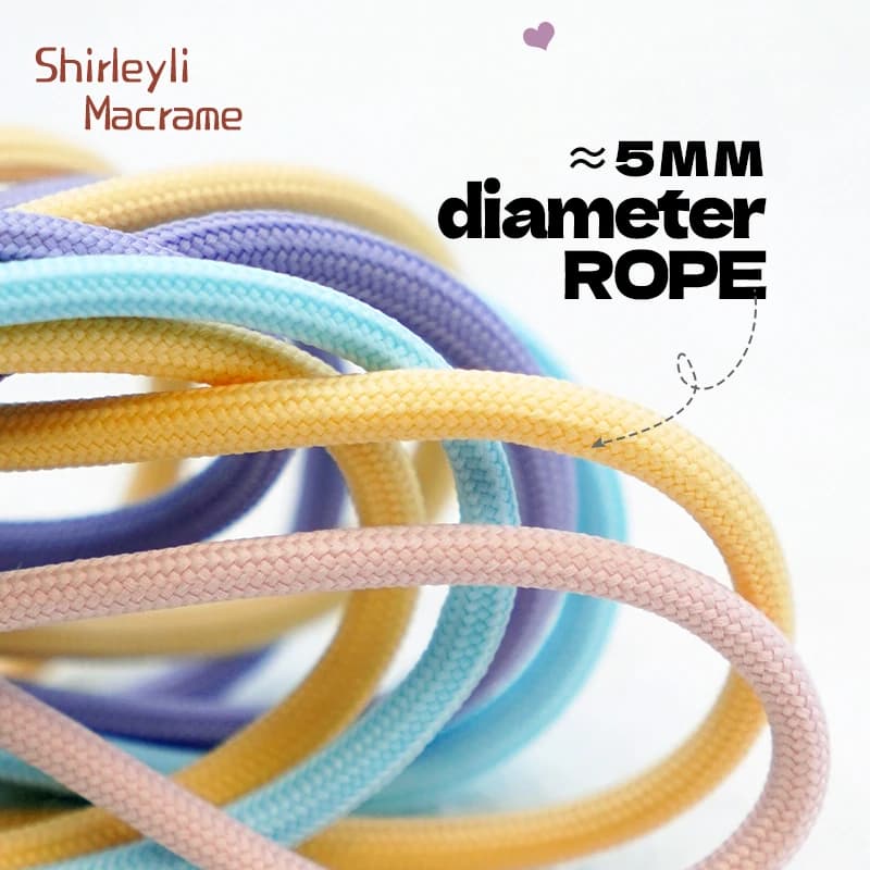 5mm Macrame Polyester Braid Cord DIY Macrame Wristlet Keychain Dog Collar Toy Bag TrapMaking Macrame Cords 5.5 Yards a bundle