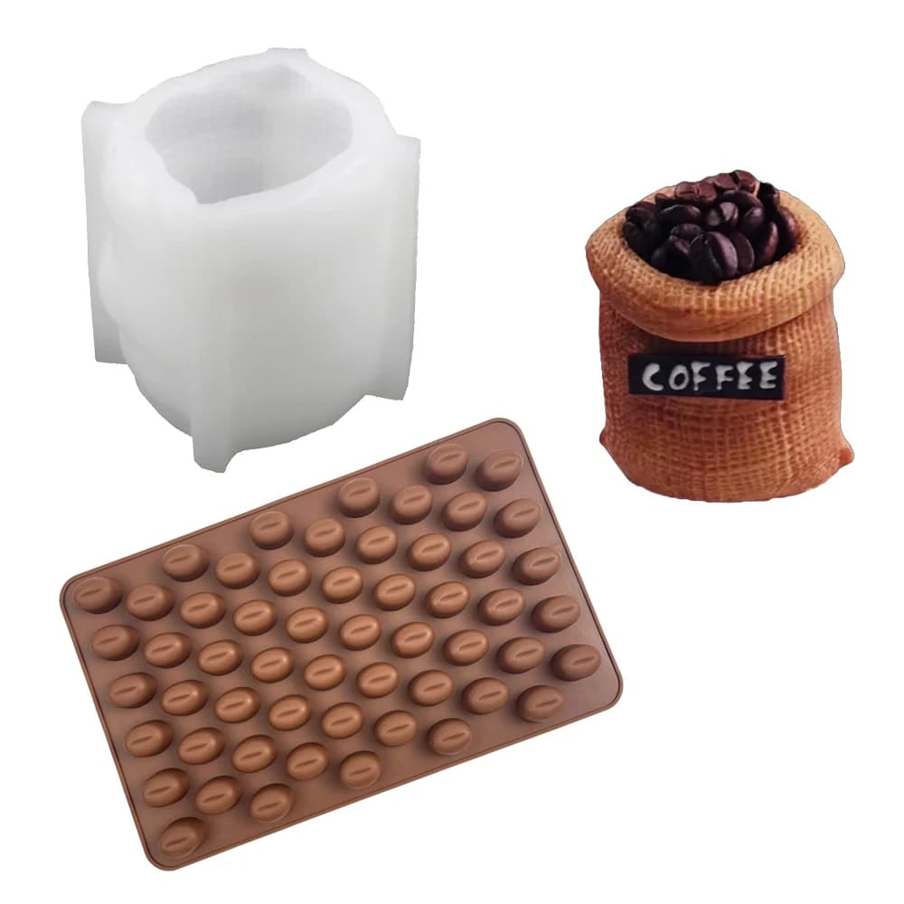 Stampo per torta in silicone con design a sacchetto di chicchi di caffè Stampi per cioccolato Strumenti per la cottura di dessert per feste Stampo per torta mousse Forniture per pasticceria da cucina