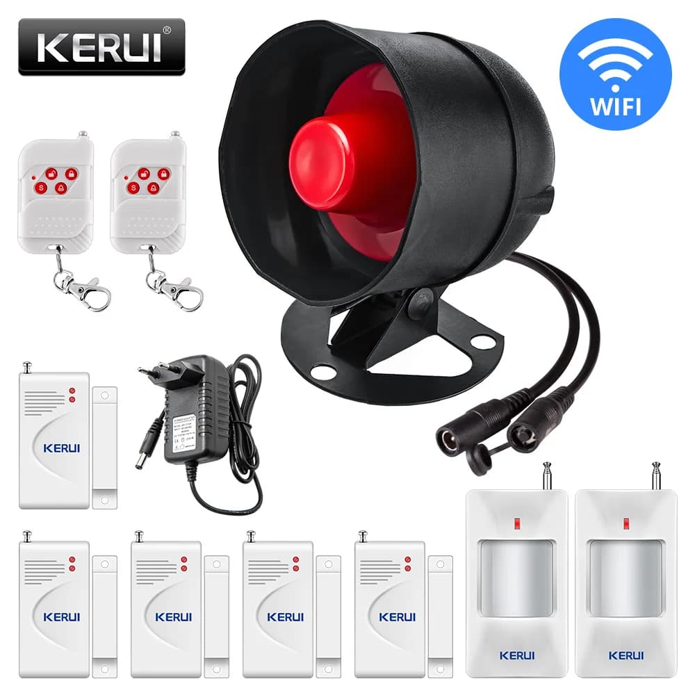 KERUI Tuya Smart WIFI Kit sistema di allarme domestico di sicurezza wireless Sirena di allarme antifurto per garage con sensore porta di movimento Alexa