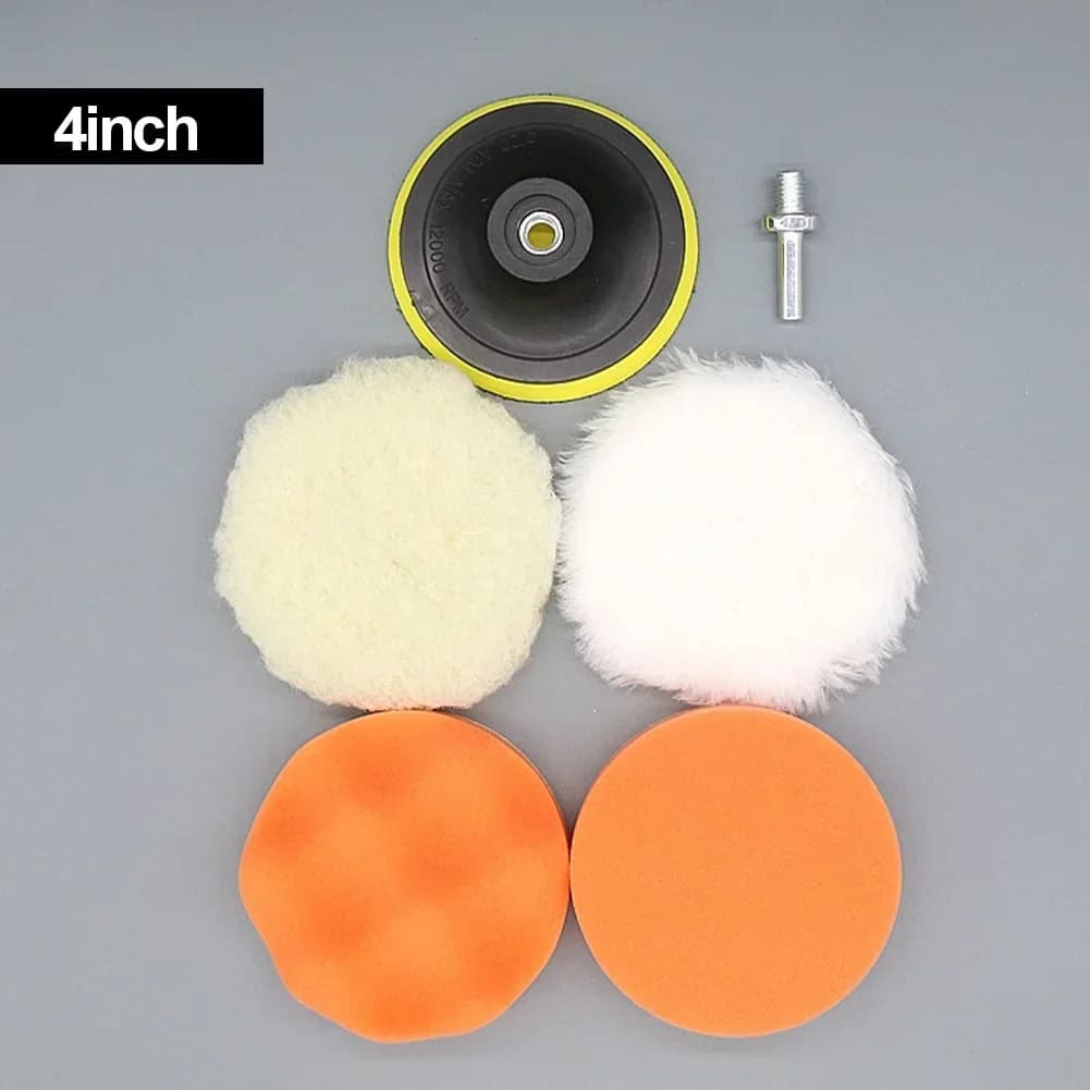 Kit tampone per lucidatura per auto da 3/4 pollici Kit per lucidatura per trapano per ruota in lana con disco in spugna per ceratura per auto Tamponi per lucidatura professionali per la cura della vernice automatica