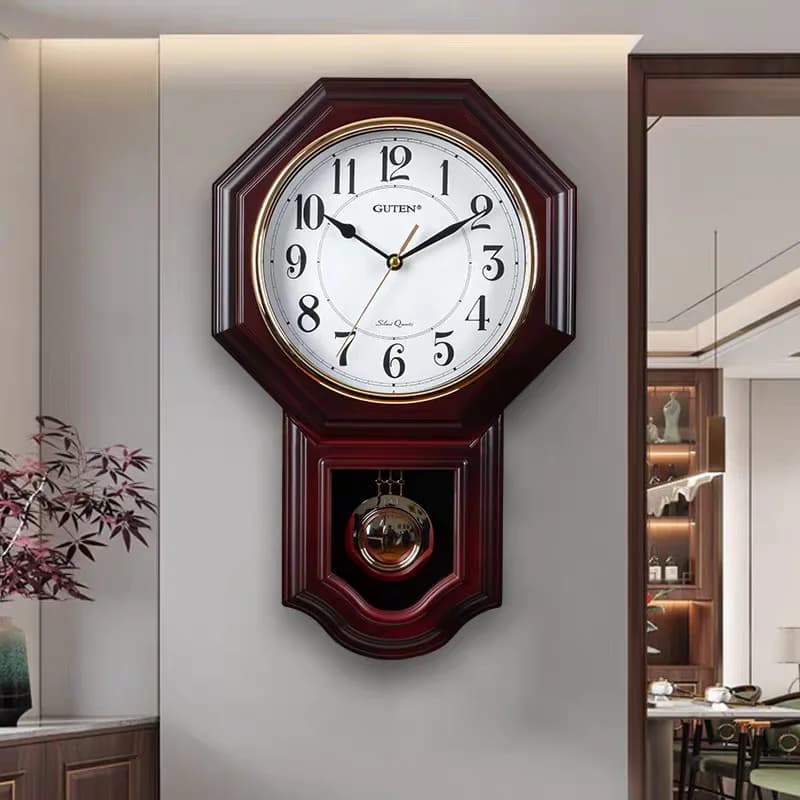 YFY Golden Bell Treasure Hourly Timer Clock Wall Clock Chinese Vintage Swing Wall Home Creative Wall-Mounted Silent Quartz