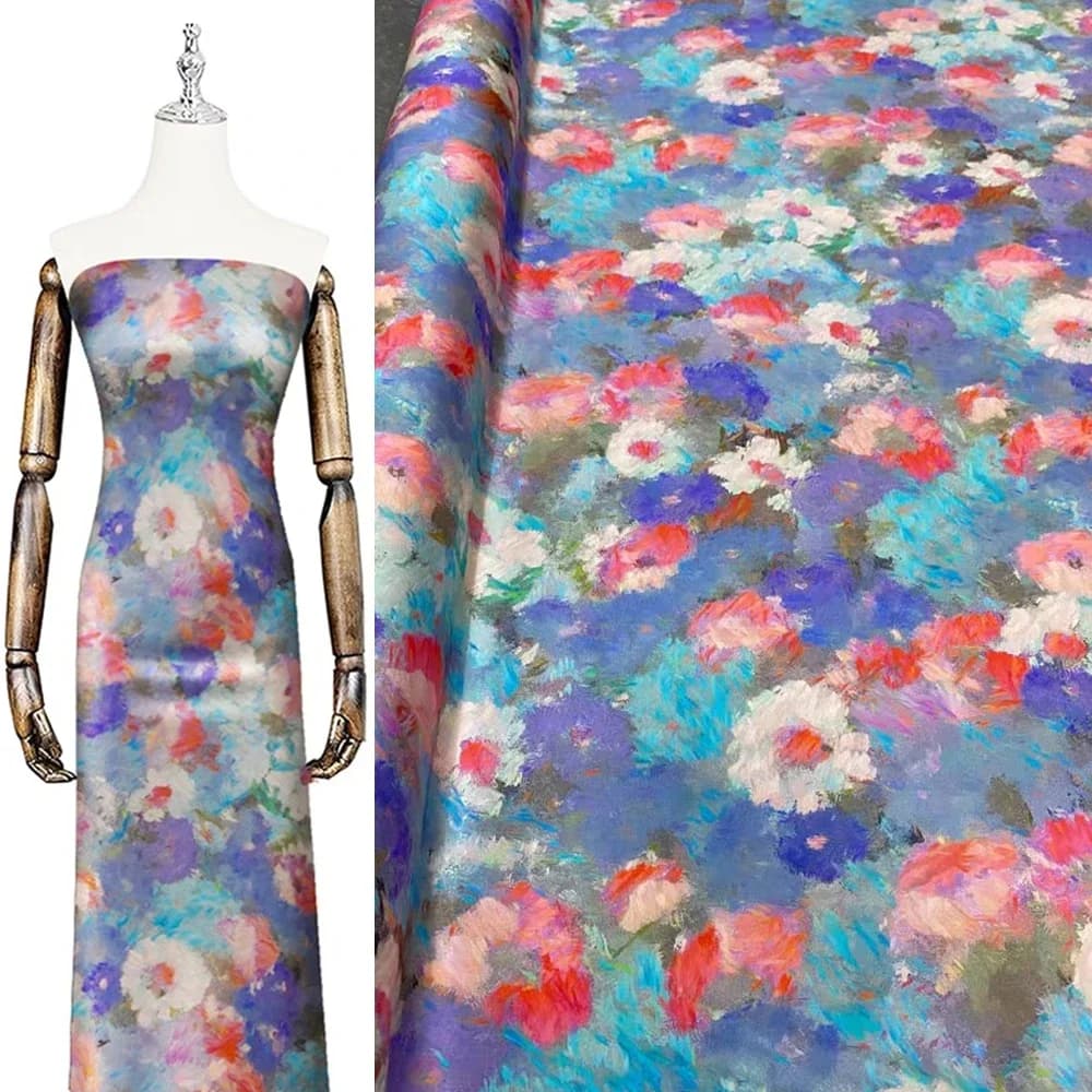Designer Brand Silk Fabric Fashion Picasso Oil Painting Tie Dye Hazy Style Dress High-quality Sewing Clothing Div Fabric Saree