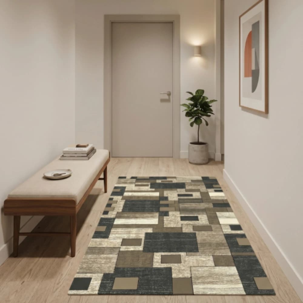 Modern Carpet Washable, Soft and Anti-slip with Geometric Printing, Bathroom Mat, Bedroom, Living Room, Entrance, Small Spaces, Polyester Fabric, Durable Decorative Carpet and Interior Absorbent, Home Furniture, Gift, Kitchen Mat, Laundry, Office