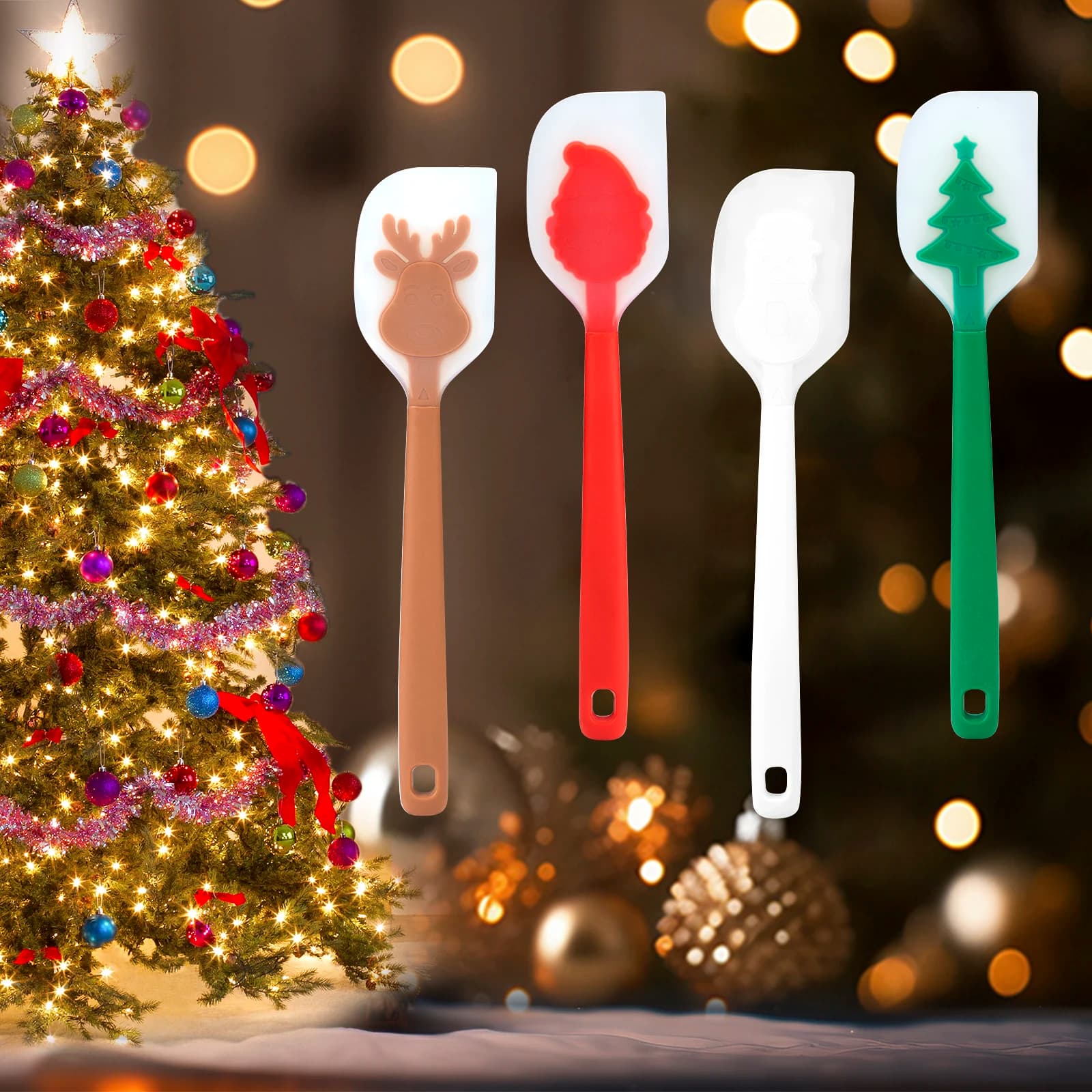 Christmas Kitchen Accessories Scrapers Custom Printed Air Fryer Liners Cake Spatula for Pastry